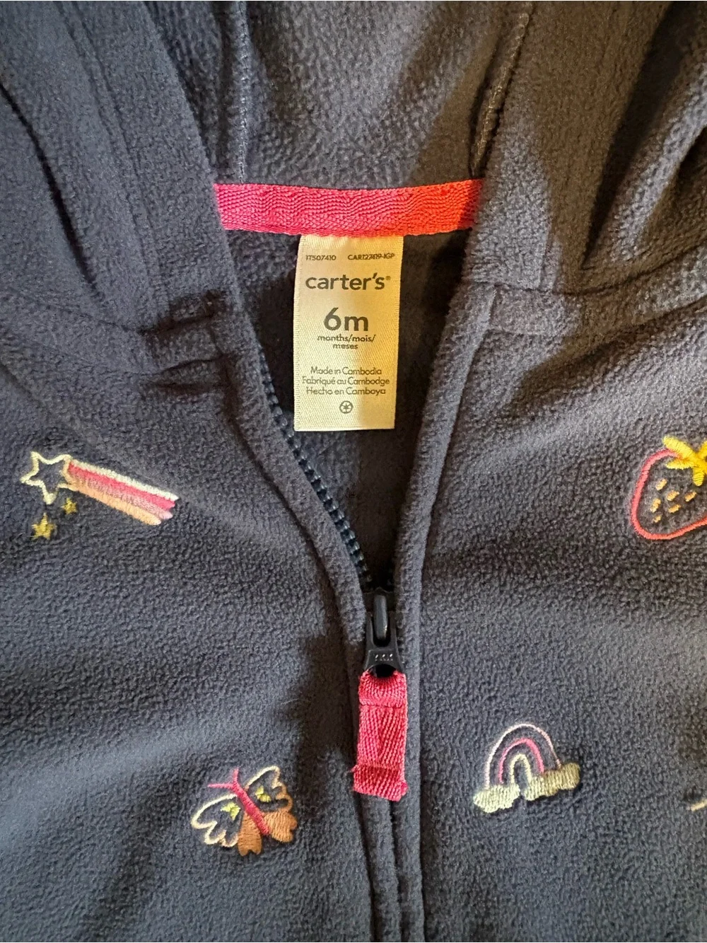 Carter's Navy Hoodie with Adorable Embroidery